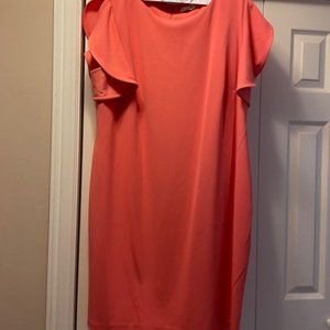 Peach dress with flutter cap sleeve